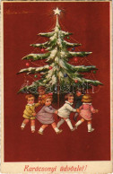 T2 1928 Karácsonyi üdvözlet / Christmas Greeting Art Postcard With Christmas Tree And Children S: Colombo - Non Classificati