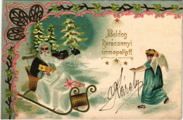 T2 1901 Boldog Karácsonyi ünnepeket! Mikulás - Dombornyomott Litho / Christmas Greeting With Saint Nicholas. Embossed Li - Non Classificati