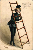 T2/T3 1902 Prosit Neujahr! / Boldog új évet! Kéményseprő Hölgy / New Year Greeting, Lady Chimney Sweeper. Litho (EK) - Non Classificati