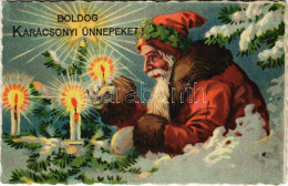 * T2/T3 1929 Boldog Karácsonyi ünnepeket! Mikulás / Christmas Greeting With Saint Nicholas. Litho - Non Classificati