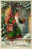 T2/T3 1930 Frohe Weihnachten / Christmas Greeting Art Postcard With Saint Nicholas And Toys (EK) - Unclassified