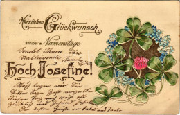 T3 1905 Herzlichen Glückwunsch Zum Namenstage Hoch Josefine / Name Day Greeting Art Postcard With Clovers. Art Nouveau,  - Ohne Zuordnung