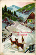 * T2/T3 1943 Boldog Karácsonyi ünnepeket / Christmas Greeting Art Postcard With Deer - Unclassified