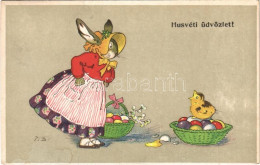 T2/T3 1923 Húsvéti üdvözlet / Easter Greeting Card, Rabbit With Chicken And Eggs. Serie 308. S: F. B. (EK) - Zonder Classificatie