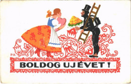 T2/T3 1933 Boldog Újévet! R. J. E. / Hungarian New Year Greeting Art Postcard With Chimney Sweeper S: P. S. (EK) - Non Classificati