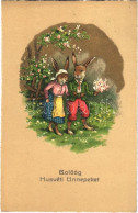 T2/T3 1914 Boldog Húsvéti Ünnepeket! / Easter Greeting Card With Rabbits. Litho (EK) - Non Classés