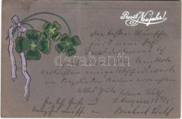 T2/T3 1919 Prosit Neujahr! / New Year Greeting Card, Art Nouveau, Clover. Kunstkarten-Werkstätten Wien (EK) - Sin Clasificación