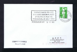 Gc8158 FRANCE "Trophee Radio France JEUNE CHANSON Françaice" En Periguex 1990 Slogan Pmk - Sänger