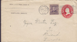 United States Uprated Postal Stationery Ganzsache PORTLAND, Oregon 1912 LI (Arr.) Finland 3c Andrew Jackson (Mi. 140 XA) - 1901-20