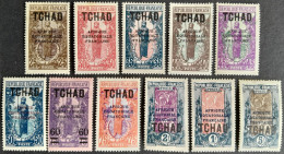 Tchad Chad 1924 Femme Arbre Cocotier Surchargé AFRIQUE EQUATORIALE FRANCAISE TCHAD Yvert 26-36 * MH Adhérences - Unused Stamps