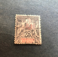 CF - Inde N° 21 Obli. - B - C. 400,00 E. Rare - Léger Aminci - Surch Authentique - Used Stamps