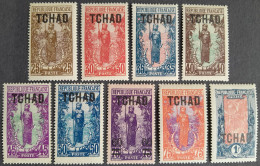 Tchad Chad 1922 Femme Arbre Cocotier Surchargé TCHAD Yvert 8-16 * MH Adhérences - Neufs