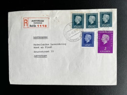 NETHERLANDS 1977 REGISTERED LETTER AMSTERDAM COURBETSTRAAT TO AMSTERDAM 21-09-1977 NEDERLAND AANGETEKEND - Lettres & Documents