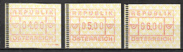 MiNr. ATM 2 (3x), Freimarke: Posthorn, Inschrift „REPUBLIK“ Breit; Postfrisch (**) - Automatenmarken [ATM]