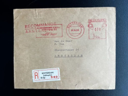 NETHERLANDS 1966 REGISTERED LETTER ROTTERDAM DELFTSEPLEIN TO AMSTERDAM 20-12-1966 NEDERLAND AANGETEKEND - Covers & Documents