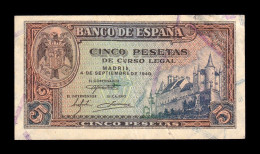 España Spain 5 Pesetas 1940 Pick 123 Serie H Mbc/Ebc Vf/Xf - 5 Pesetas