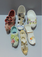 - LOT 6 Grands SABOTS CHAUSSURES PORCELAINE BARBOTINE COLLECTION VITRINE  E - Otros & Sin Clasificación