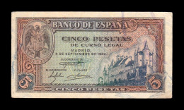 España Spain 5 Pesetas 1940 Pick 123 Serie J Ebc+ Xf+ - 5 Pesetas