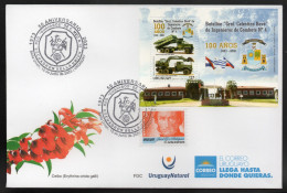 URUGUAY 2023 (Militar, Bird, Vanellus Chilensis, Music Instrument, Bugle, Truck, Bridge) - 1 Cover With Special Postmark - Camiones