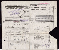 DDFF 144 - Lettre De Voiture Cachet De Gare De MONTZEN 1921 Vers ESSCHEN - Griffe RRR Aix La Chapelle Ouest / Montzen - Documenten & Fragmenten