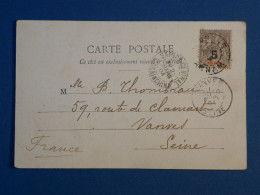 B146  INDO CHINE  BELLE CARTE 1904    SAIGON . TOURANE A VANVES   FRANCE +5 SUR 15C + AFF. INTERESSANT + - Lettres & Documents