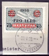 Schweiz Suisse 1938: "PRO AERO" Zu Flug 26 Mi 325 Yv PA 26 Mit Stempel CHUR 22.V.38 (Zu CHF 7.50) - Usati