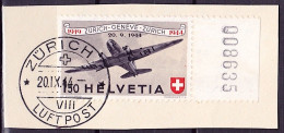 Schweiz Suisse 1944: PRO AERO Douglas DC3 Zu 40 Mi 438 Yv PA39 Mit Voll-Stempel ZÜRICH 20.IX.44 (Zu CHF 28.00) - Usati