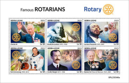 Sierra Leone 2023, Rotary, Pavarotti, Amundsen, N. Armstrong, King Karl III, 6val In BF - Chanteurs