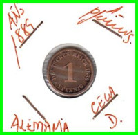 ALEMANIA – GERMANY - IMPERIO MONEDA DE COBRE DIAMETRO 17.5 Mm. DEL AÑO 1889 – CECA-D- KM-1  GOBERNANTE: GUILLERMO I - 1 Pfennig