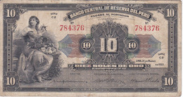 BILLETE DE PERU DE 10 SOLES DE ORO DEL AÑO 1933 (BANKNOTE) - Pérou