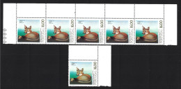Fox. Vulpes Vulpes. Block 5 Stamps Costing 16$00 Of Fox With Double Red Printing. Fox From Lisbon Zoo. Fuchs. Renard. - Altri & Non Classificati