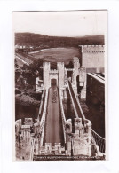 CPSM :  14 X 9  -  CONWAY  SUSPENSION  BRIDGE  FROM  CASTLE - Caernarvonshire