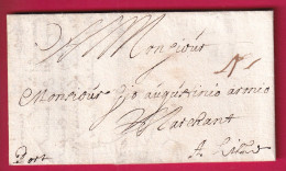 LETTRE DE ST VALERY SUR SOMME 1670 POUR LILLE NORD PORT 4 SOLS INDICE 19 PAR LENAIN LETTRE - ....-1700: Precursors