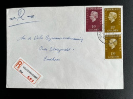 NETHERLANDS 1977 REGISTERED LETTER VALKENSWAARD TO EINDHOVEN 18-01-1977 NEDERLAND AANGETEKEND - Covers & Documents