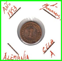 ALEMANIA – GERMANY - IMPERIO MONEDA DE COBRE DIAMETRO 17.5 Mm. DEL AÑO 1893 – CECA-A- KM-1  GOBERNANTE: WILHELM II - 1 Pfennig