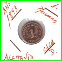 ALEMANIA – GERMANY - IMPERIO MONEDA DE COBRE DIAMETRO 17.5 Mm. DEL AÑO 1893 – CECA-D- KM-1  GOBERNANTE: WILHELM II - 1 Pfennig