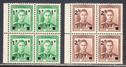 New Zealand 1941 Mint No Hinge, Blocks, Printing Error TL Stamp, Sc# 242-243, SG 628-629 - Ongebruikt