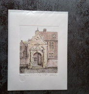 Ets Lange Violetstraat Begijnhof Gent 19/200 Door Andre Wellens Met Echtheidscertificaat - Etchings