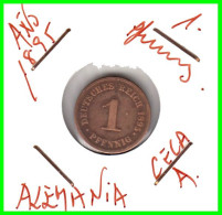 ALEMANIA – GERMANY - IMPERIO MONEDA DE COBRE DIAMETRO 17.5 Mm. DEL AÑO 1895 – CECA-A- KM-1  GOBERNANTE: WILHELM II - 1 Pfennig