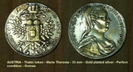 AUSTRIA - Thaler Medal - Maria Theresia, 1780, - 33 Mm - Gold Platted Silver - Perfect Condition.gomaa - Adel