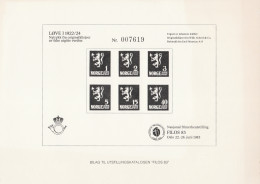 Norge Norway Prueba En Negro,Schwarzdruck 1983 Souvenir Bloc - Stamps Exibition Filos 83 - Lion Stamps 1922/24, - Hojas Bloque