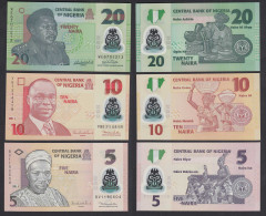 Nigeria 5, 10 + 20 Naira Banknoten 2011 + 2007 UNC    (31879 - Sonstige – Afrika