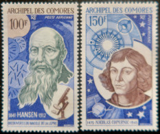 LP3972/54 - 1973 - COLONIES FRANÇAISES - COMORES - POSTE AERIENNE - COPERNIC - N°55 à 56 NEUFS** - Luchtpost