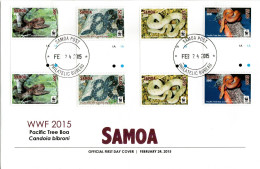 WWF  LOCAL FDC  SAMOA, Snakes, Gutterpair Set   /   Lettre De Première Jour, Set  Serpents  -  2015 - Serpenti