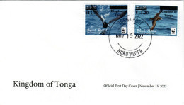 WWF  LOCAL FDC  TONGA 2022 , Overprint Stamps / Stamps Avec Surprint - Palmípedos Marinos