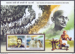 INDIA 2015 Centenary Of Return Mahatma Gandhi South Africa 2v MS MINIATURE SHEET MNH P.O Fresh & Fine - Nuevos
