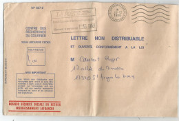 FRANCE ENVELOPPE AVEC CONTENU LETTRE NON DISTRIBUABLE N°827.2 RECHERCHE COURRIER + GRIFFE LA POSTE TAXE 4F + LIBERTE - 1960-.... Covers & Documents