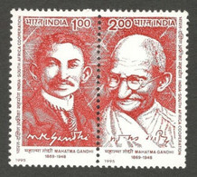 India 1995 Mahatma Gandhi Se-tenant Pair "India South Africa Joint Issue", MNH As Per Scan - Neufs