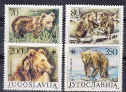 Yugoslavia Republic 1988 Animals Bears Mi#2260-2263 Mint Never Hinged - Nuovi