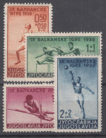 Yugoslavia Kingdom, Sport 1938 Mi#362-365 Mint Hinged - Unused Stamps